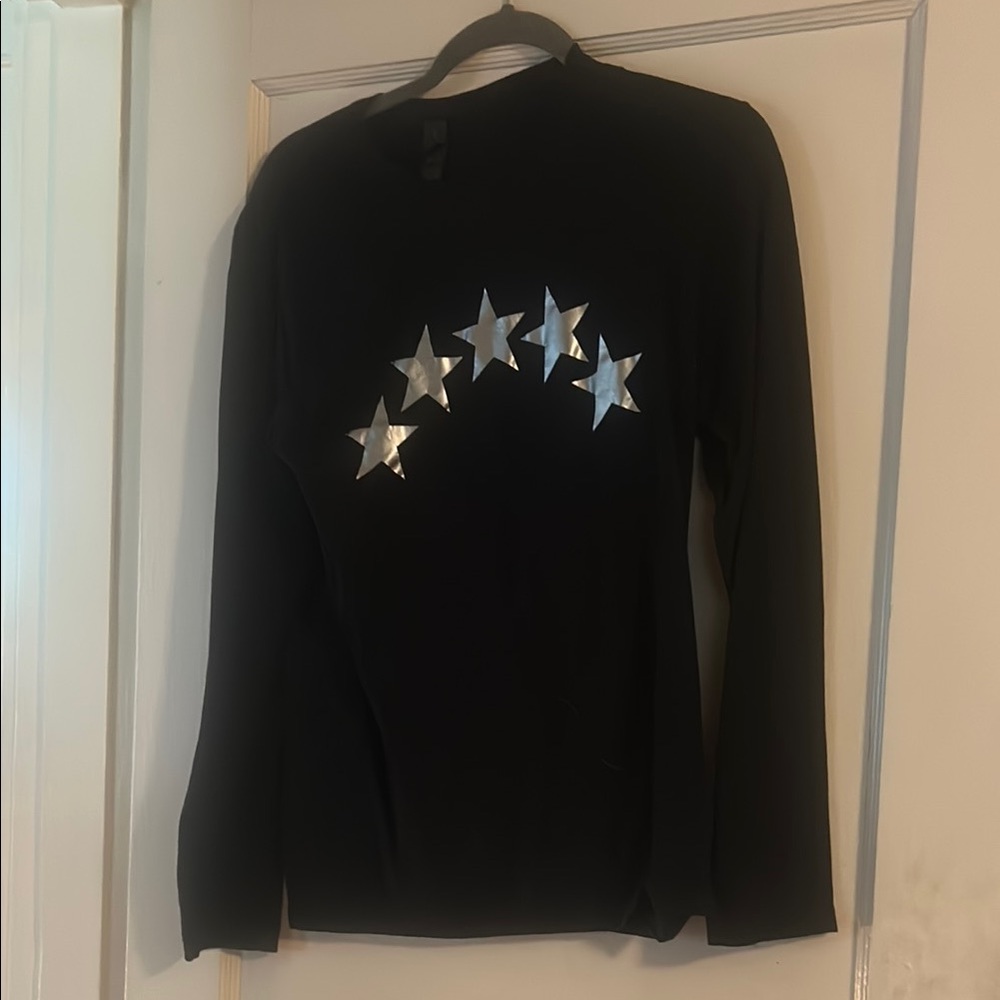 Black Long Sleeve Top with Silver Stars